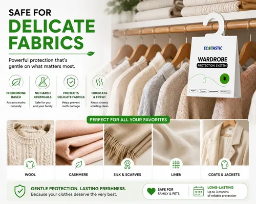 Miniatura 4 de Trampas para polillas de ropa, 6 unidades, plegables, control de complicaciones ecológico, tecnología de feromonas, bolas de naftalina de armario