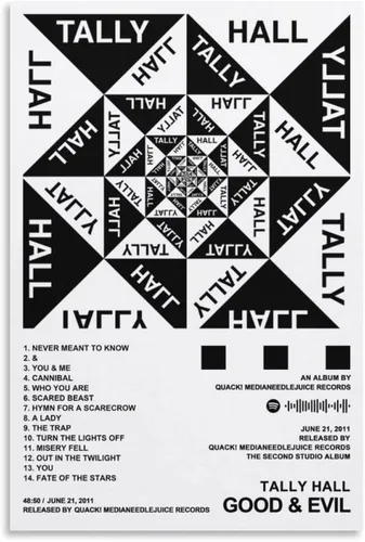 Tally Hall - Póster en lienzo con portada de álbum Good & Evil para habitación, regalo estético, estilo sin marco, 16 x 24 pulgadas (15.7 x 23.6 in)