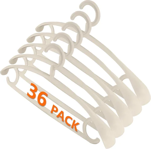 Miniatura 8 de DEDU Perchas de plástico para ropa, paquete de 20 perchas extra gruesas con gancho giratorio de 360° antideslizantes, perchas para suéteres, Beige