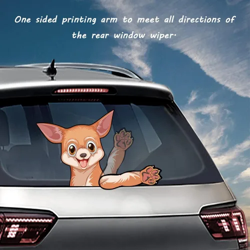Miniatura 3 de Chihuahua - Calcomanía para limpiaparabrisas trasero, lavable, extraíble, de PVC, divertida cola de cachorro, calcomanía decorativa
