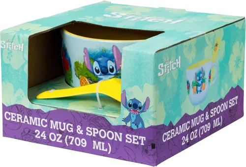 Miniatura 32 de Silver Buffalo Lilo and Stitch With Scrump Ohana Means Family - Juego de cucharas de cerámica para sopa, 24 onzas Lilo & Stitch: Ohana Means Family