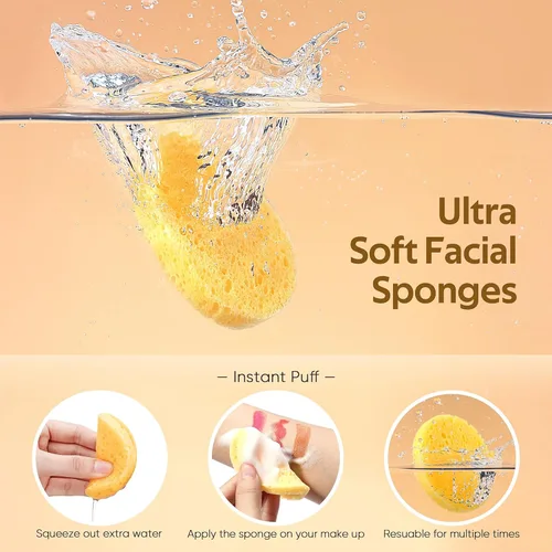 Miniatura 2 de GAINWELL Esponjas faciales comprimidas de 100 piezas, limpieza, para uso personal de spa esteticista Amarillo