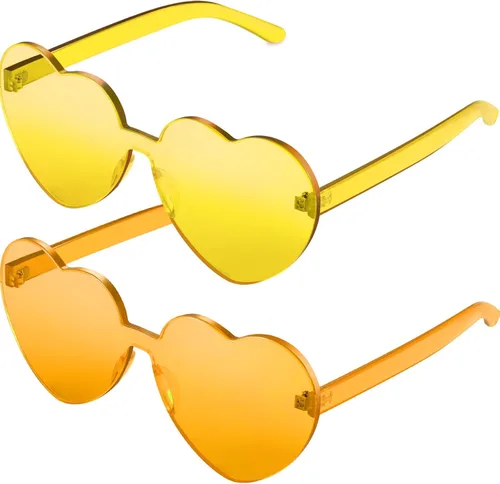 2 piezas de lentes de sol sin montura en forma de corazón transparente color caramelo sin marco, gafas de amor