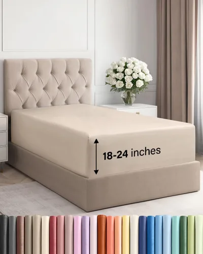 Miniatura 77 de Sábana bajera ajustable extra profunda tamaño completo – Sábana bajera individual de lujo para hotel únicamente – Se adapta fácilmente a colchones