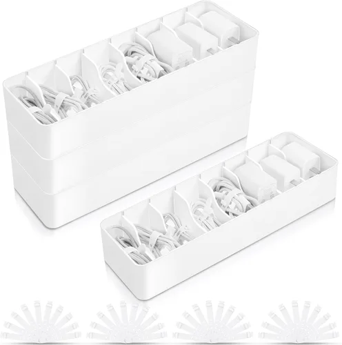 Miniatura 11 de Tatuo 1 Pieza Organizador de Cables con 10 Amarres de Alambre, Caja de Almacenamiento de Cables de Plástico Caja para Cargador Organizador