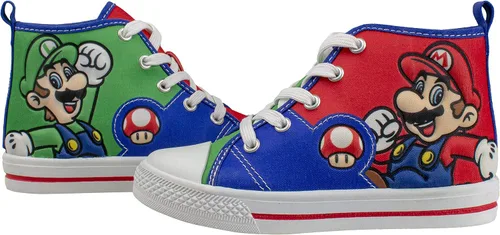 Miniatura 2 de SUPER MARIO Brothers Mario, Luigi, Nintendo - Zapatos deportivos de caña alta y con cordones para niños pequeños, talla 7 a 12