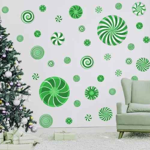 Miniatura 14 de 126 Piezas de Adhesivos de Pared de Navidad, Decoraciones de Dulces de Navidad, Adhesivos de Pared de Navidad, Adhesivos de Suelo de Menta para Rojo