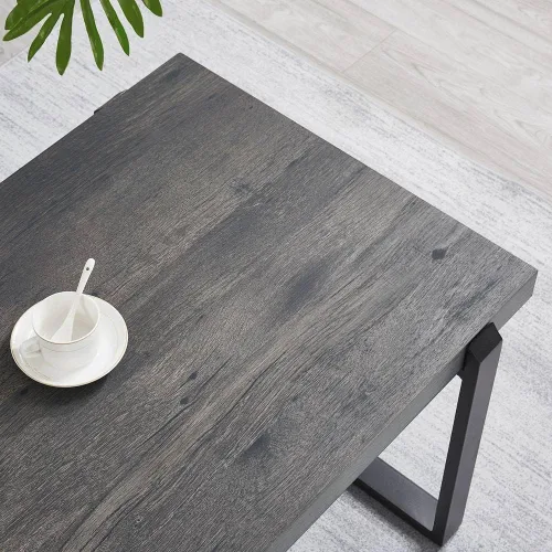 Miniatura 4 de EXCEFUR Mesa de café moderna, mesa central de madera rústica y metal, mesa de té rectangular de cóctel para sala de estar, gris, 44 pulgadas