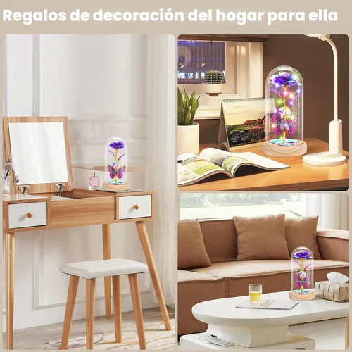Miniatura 4 de Otlonpe Lámpara de flor de rosa artificial preservada, regalos para mujeres para cumpleaños, Navidad, San Valentín, día de la madre, 7.7 pulgadas