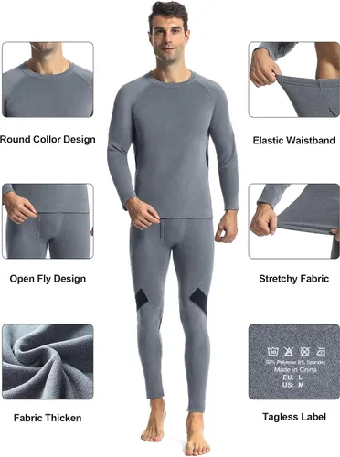 Miniatura 4 de Runhit Mens Thermal Underwear SetFleece Lined Long Johns for Men Thermal Shirts and Pants Base Layer Cold Weather Thermals
