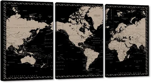 Miniatura 18 de MAMAGO Lienzo decorativo para pared, diseño de mapa de Estados Unidos, 3 paneles, fondo de madera, mapa de Estados Unidos, imagen y póster, arte