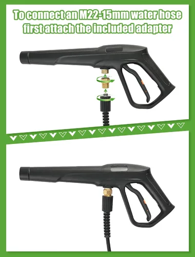Miniatura 5 de Juego de pistola de lavado a presión, Máx. P.W. 2320 PSI, P.B. 5000 PSI, reemplazo para Ryobi Powerstroke Greenworks, racor M22 de 14 mm y M22 de 15