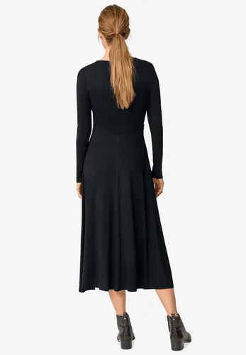 Miniatura 3 de Ellos Vestido midi de punto con corpiño drapeado de talla grande para mujer