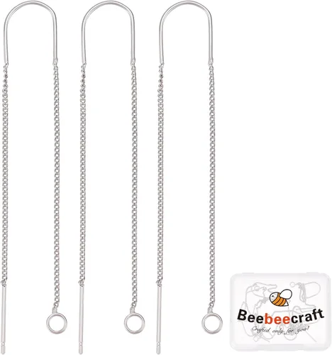 Miniatura 12 de Beebeecraft 10 unidades/caja de hilos de oreja de 4.055 in chapados en oro de 18 quilates, hilo largo para tirar de cadena larga con lazo para hacer