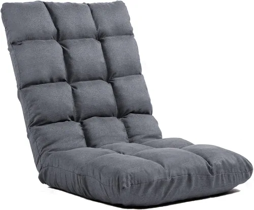 Miniatura 15 de Folding Floor Gaming Chair with Back Support, 14-Position Adjustable Recliner - Padded Cushion with Breathable Linen & Cotton Blend for Adults &
