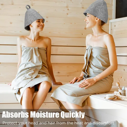 Miniatura 5 de Jiuguva Sombreros de sauna de lana, sombrero ruso para sauna, sombreros de sauna para mujeres, accesorios de ducha de sauna (gris, 12 piezas)