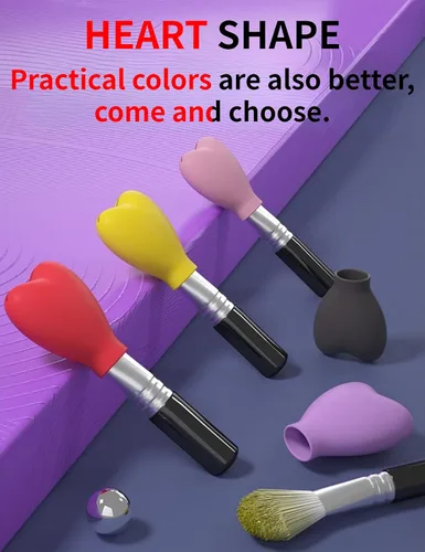 Miniatura 8 de Paquete de 15 brochas de maquillaje reutilizables, fundas de silicona, protector de cepillo cosmético, juego de brochas para sombra de ojos