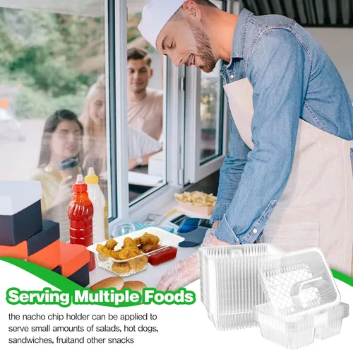 Miniatura 5 de Baderke 200 bandejas para nachos desechables de plástico de 6 x 5 pulgadas, recipientes de nacho de 12 onzas para suministros de fiesta nocturna