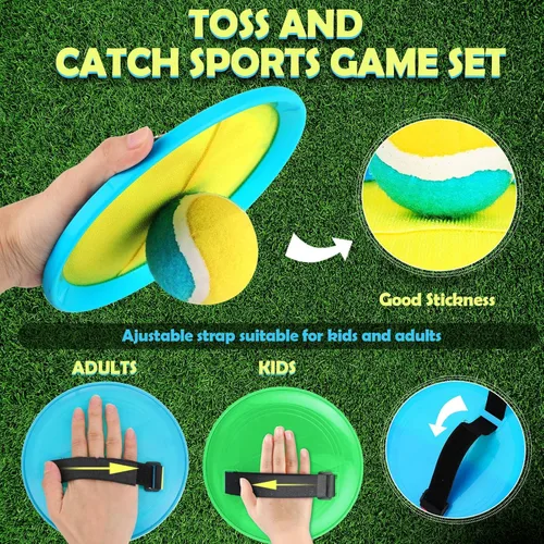 Miniatura 3 de Charniol Juguetes para niños, juego de lanzar y atrapar, juego de playa, juegos deportivos de pelota al aire libre, juguetes de nailon para niños