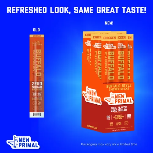 Miniatura 6 de The New Primal Buffalo Chicken Sticks, Keto, sin gluten, bocadillos saludables, sin azúcar, bajo en carbohidratos, alto en proteínas, charqui