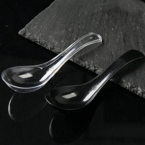 Miniatura 8 de Hemoton Cucharas de sopa desechables para llevar de 9.44 pulgadas, cucharas de sopa asiáticas de plástico resistente para servir sopas de fideos