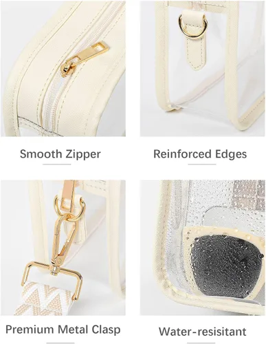 Miniatura 5 de FANGSUN Bolso transparente para mujer, bolso cruzado transparente aprobado para estadios, pequeño bolso transparente para conciertos y festivales