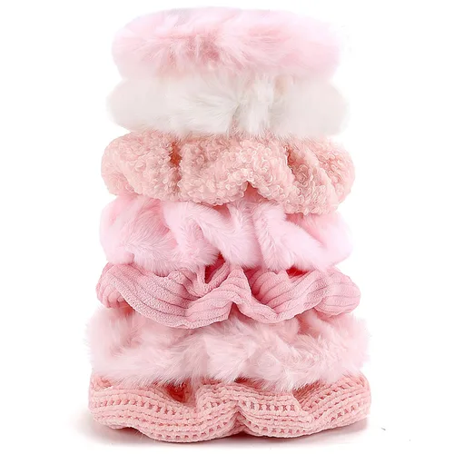 Miniatura 22 de Coleteros Difusos Fuzzy Scrunchies 8 PCS Ligas Negras para el Cabello Lindas Bandas para el Cabello con Piel de Conejo Sintética Ligas Elásticas