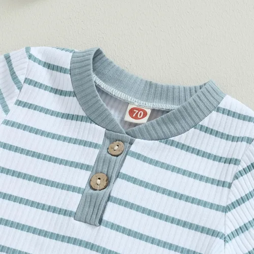 Miniatura 3 de Ropa de bebé recién nacido, ropa de punto acanalado, manga larga, pantalones de algodón sólido, trajes de otoño e invierno, 2 piezas