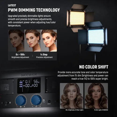 Miniatura 3 de NEEWER Paquete de 2 luces LED de video RGB1200 con control de aplicación/2.4G, kit de iluminación clave con soportes de trípode y bolsa