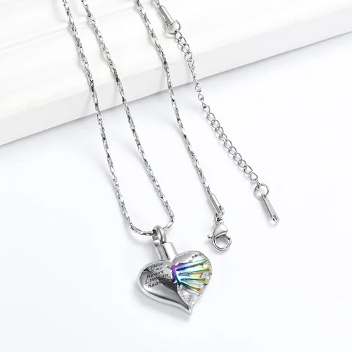 Miniatura 43 de Imrsanl Collar con dije de urna de cremación en forma de corazón para cenizas humanas – Un pedazo de mi corazón vive en el cielo