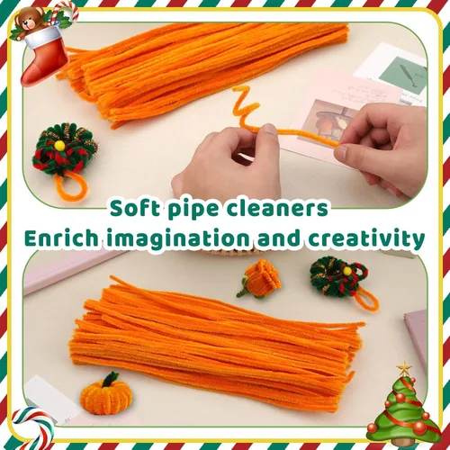 Miniatura 3 de Hssugi Limpiadores de Pipa Naranjas, 100 Piezas Suministros para Manualidades de Limpiadores de Pipa, Limpiadores de Pipa Dorados a Granel Palitos