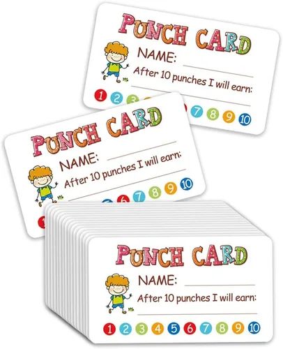 Miniatura 6 de Tarjeta perforadora, 100 tarjetas de incentivo de recompensa para profesores, tabla de comportamiento para niños, suministros de aula de escuela