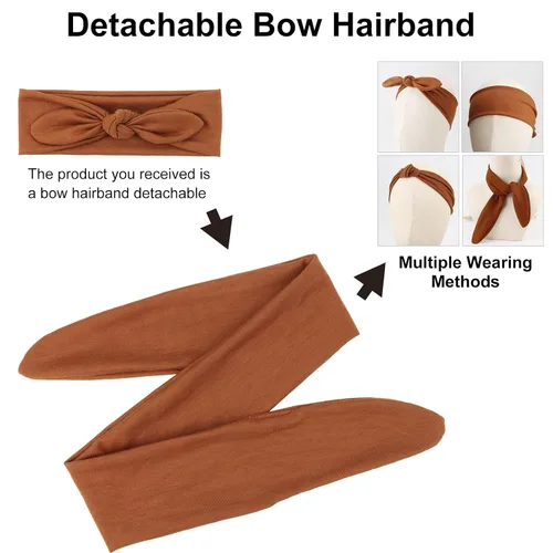Miniatura 3 de DRESHOW 8 unidades de diademas ajustables con nudos antideslizantes elásticas, bandas de pelo de yoga para mujeres y niñas en colores sólidos