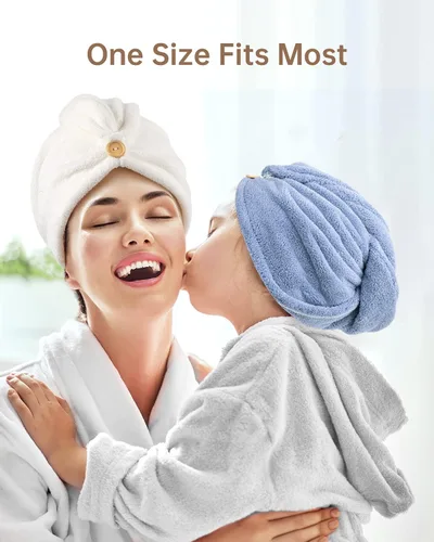 Miniatura 6 de YFONG Paquete de 3 toallas de microfibra para envolver el cabello para mujeres y niñas, toallas turbante súper absorbentes para secar el cabello