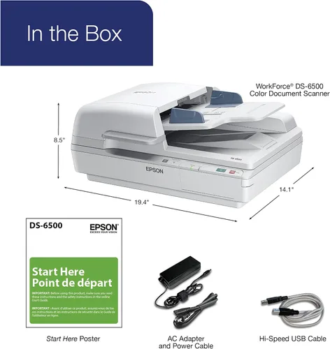 Miniatura 7 de Epson WorkForce DS-6500 - Escáner de hojas y documentos a color, alimentador automático de documentos (ADF) y dúplex de 100 páginas (B11B205221)