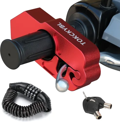 Miniatura 10 de Cerradura de motocicleta, casco antirrobo, bloqueo de freno y manillar, universal para motocicletas, cuatrimotos, motos de cross, ciclomotores, Negro