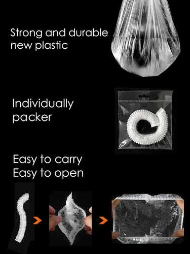 Miniatura 3 de 10 gorros de ducha de plástico desechables de gran tamaño XL para trenzas largas, rastas y rastas – Gorro de ducha de plástico grande