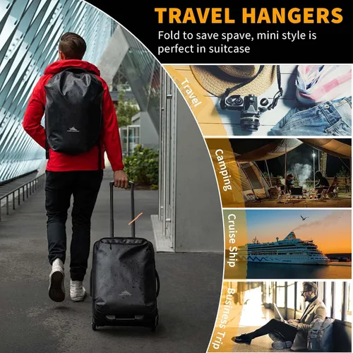 Miniatura 6 de 12 perchas de viaje negras con 24 clips plegables para maleta, perchas plegables portátiles para ropa, artículos esenciales para cruceros