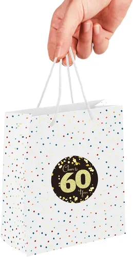 Miniatura 6 de Sumerk 60 bolsas de regalo para cumpleaños 60 - Paquete de 2, incluye 2 tarjetas y 2 hojas de calcomanías