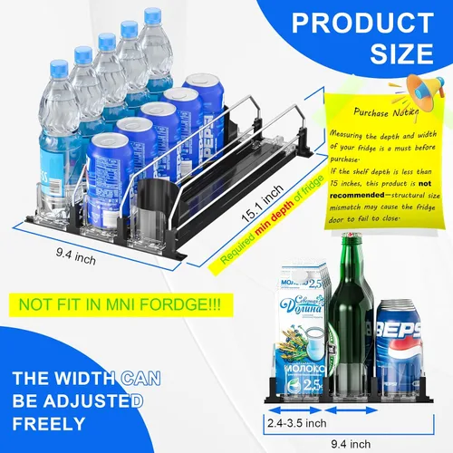 Miniatura 2 de 2024 Organizador de Bebidas para Nevera, Dispensador de Latas de Soda Mejorado para Refrigerador, Organizador Automático de Latas con Empujador