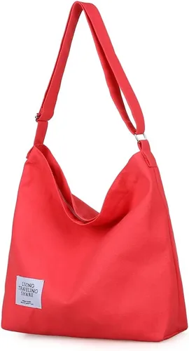 Miniatura 75 de Covelin - Bolsa de hombro informal de lona para mujer, estilo bohemio y retro, bolsa de mano, bolso cruzado, tamaño grande