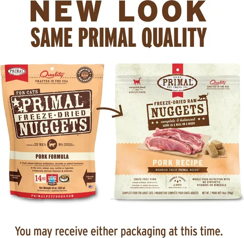 Miniatura 2 de Primal Nuggets de Comida Cruda Liofilizada para Gatos de Cerdo, Comida Completa y Equilibrada o Complemento, Premium, Saludable, Sin Granos, Comida