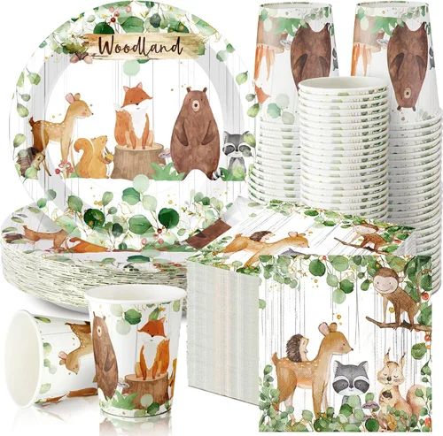 Miniatura 19 de Hushee 200 piezas de platos de papel, servilletas y vasos florales para baby shower, juego de vajilla para fiesta de baby shower, vasos y Rosa