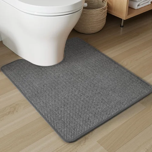 Miniatura 14 de PADOOR Alfombra de baño antideslizante con parte trasera de goma, trenzada absorbente, lavable a máquina, fina alfombra para suelo de baño, de Beige