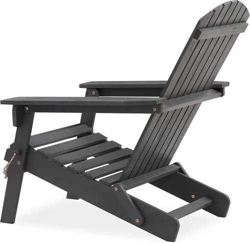 Miniatura 4 de Amazon Aware Silla Adirondack plegable para exteriores con certificación FSC, madera de acacia, gris oscuro
