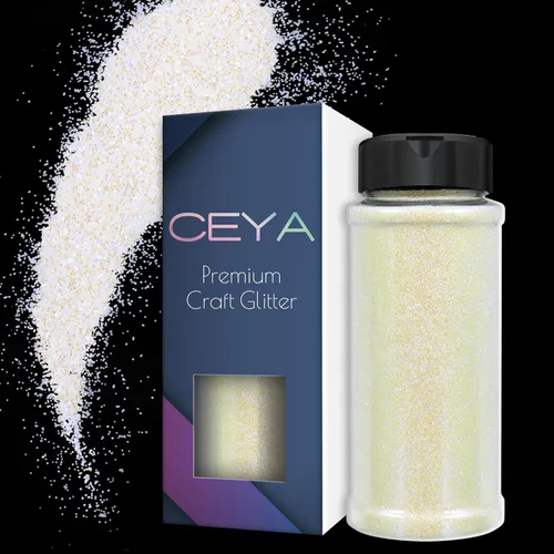 Ceya Purpurina blanca ultra fina de 3.5 onzas/3.53 oz Coastline blanco iridiscente para manualidades, purpurina de 1/128 pulgadas, 0.008 pulgadas,