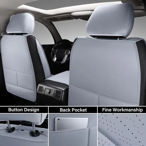 Miniatura 2 de Coverado Fundas de asiento para Toyota Tundra, juego completo de fundas de asiento de automóvil compatibles con Toyota Tundra Crew 2007-2021, Gris