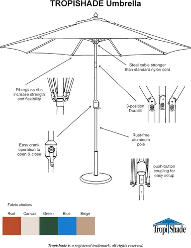 Miniatura 2 de Paraguas de mercado Tropishade 9 ft Bronce de aluminio con cover Beige de poliéster, Beige