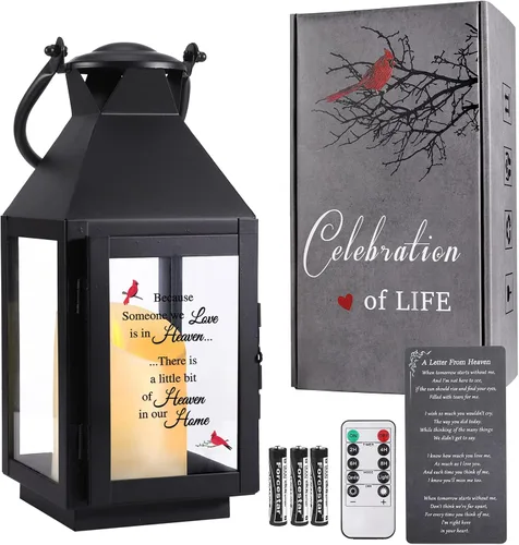 Miniatura 7 de Linterna conmemorativa con vela LED parpadeante y temporizador remoto, regalo de condolencias y duelo, recuerdo conmemorativo impreso UV