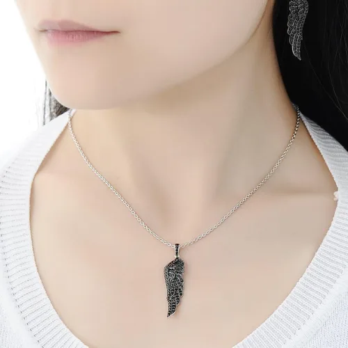 Miniatura 4 de Santuzza Colgante de ala de ángel de plata de ley 925, colgante de ala de plumas de la suerte para mujer